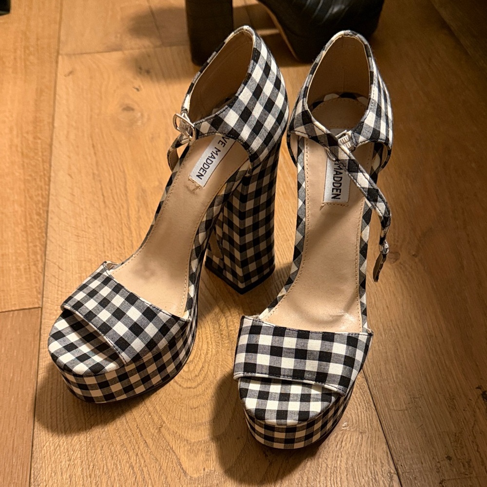 Steve Madden Gingham Platform Heels - image 1